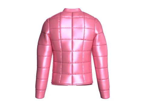Men Grid-Quilted Puffer Bomber Jacket 3D Model