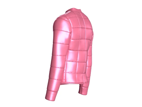 Men Grid-Quilted Puffer Bomber Jacket 3D Model