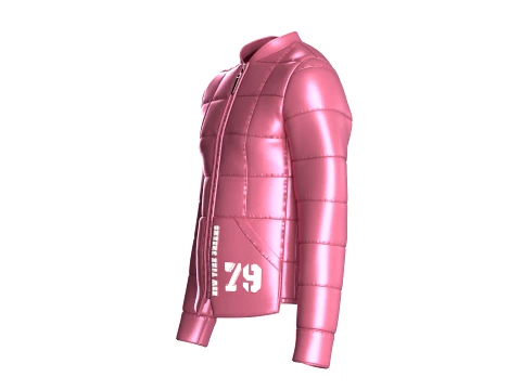 Men Grid-Quilted Puffer Bomber Jacket 3D Model
