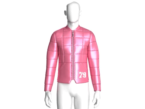 Men Grid-Quilted Puffer Bomber Jacket 3D Model