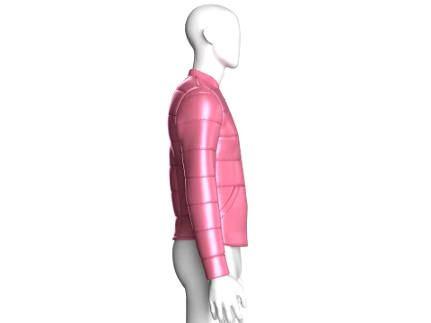 Men Grid-Quilted Puffer Bomber Jacket 3D Model