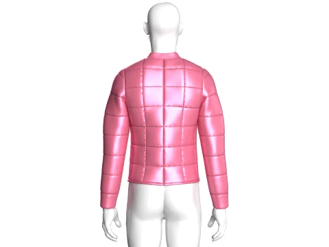 Men Grid-Quilted Puffer Bomber Jacket 3D Model