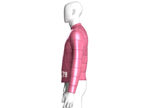 Men Grid-Quilted Puffer Bomber Jacket 3D Model
