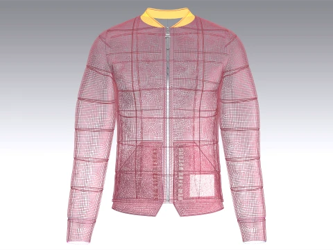 Men Grid-Quilted Puffer Bomber Jacket 3D Model