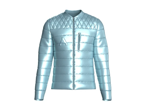Men Quilted Puffer Bomber Jacket 3Dモデル
