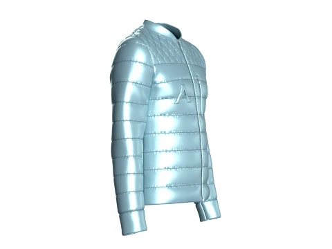 Men Quilted Puffer Bomber Jacket 3D Model