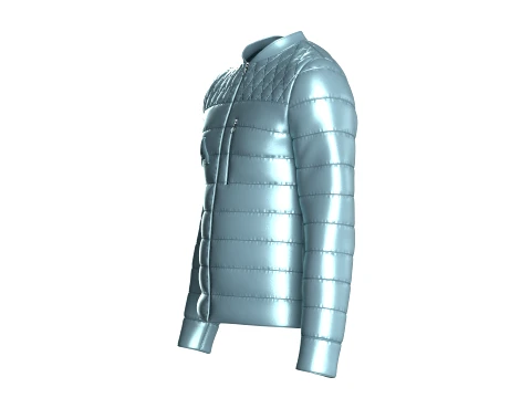 Men Quilted Puffer Bomber Jacket 3D Model