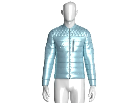 Men Quilted Puffer Bomber Jacket 3D Model