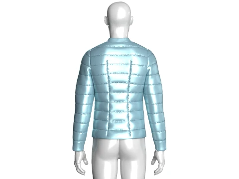 Men Quilted Puffer Bomber Jacket 3D Model