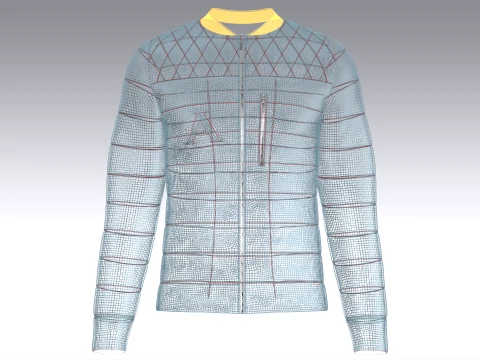 Men Quilted Puffer Bomber Jacket 3D Model