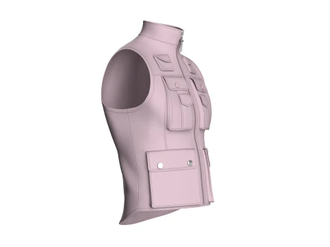 Men Full-Zip Tactical Utility Vest 3D Model