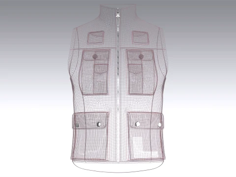 Men Full-Zip Tactical Utility Vest 3D Model
