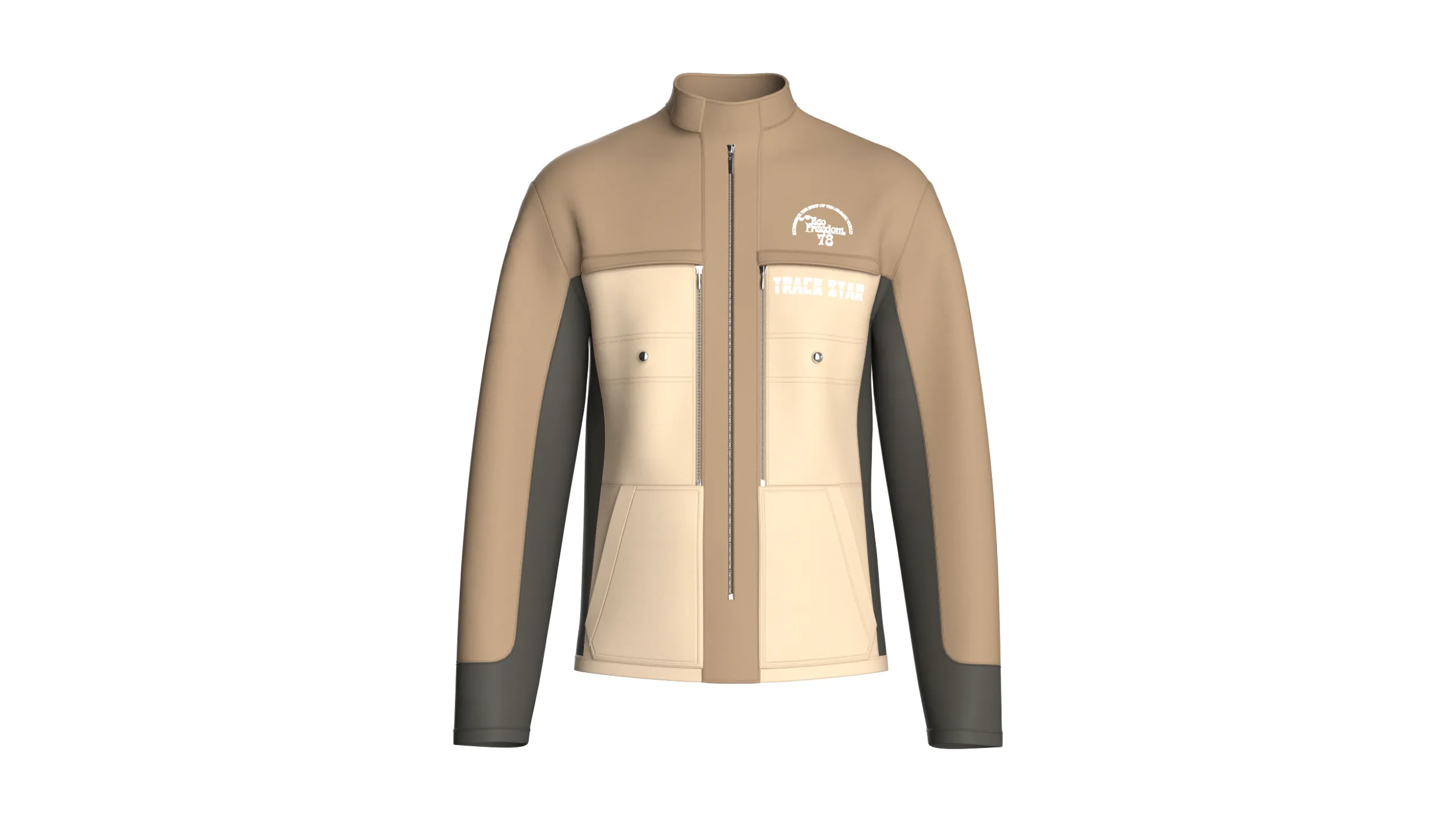 Men Full-Zip Three Tone Technical Jacket 3D Model .c4d .max .obj .3ds .fbx .stl .blend 