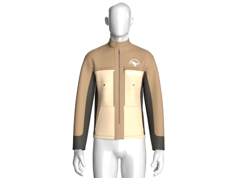 Men Full-Zip Three Tone Technical Jacket 3D Model