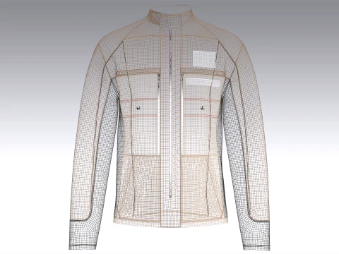 Men Full-Zip Three Tone Technical Jacket 3D Model