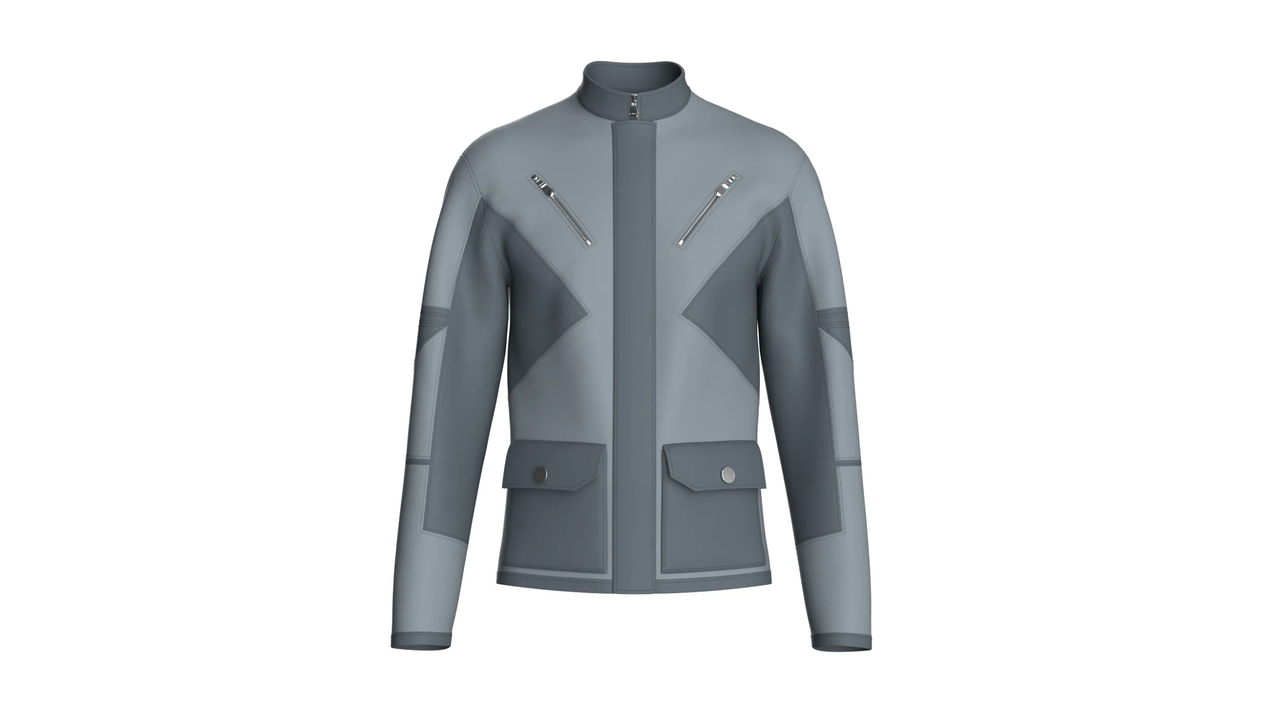 Men Stand-Collar Zippers Technical Jacket 3D Model .c4d .max .obj .3ds .fbx .stl .blend 