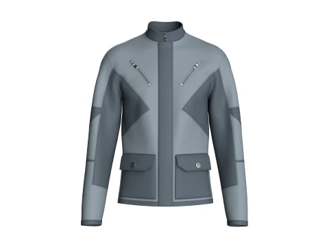 Men Stand-Collar Zippers Technical Jacket 3D मॉडल