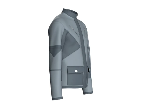 Men Stand-Collar Zippers Technical Jacket 3D Model