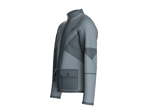 Men Stand-Collar Zippers Technical Jacket 3D Model