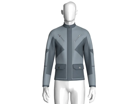 Men Stand-Collar Zippers Technical Jacket 3D Model