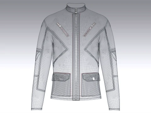 Men Stand-Collar Zippers Technical Jacket 3D Model