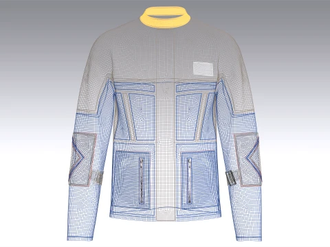 Men Vertical Zip Pockets Jacket 3D Model
