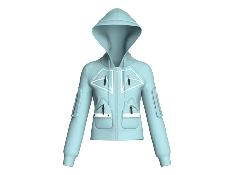 Girls Hooded Full-Zip Tactical Jacket 3D 模型