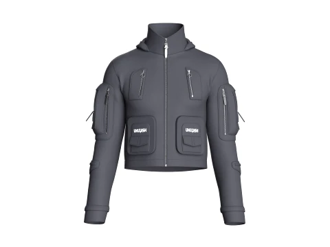 Men Full-Zip Tactical Crop Jacket 3D 模型