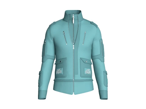 Men Full-Zip Tactical Jacket With Cargo Pocket 3D 模型