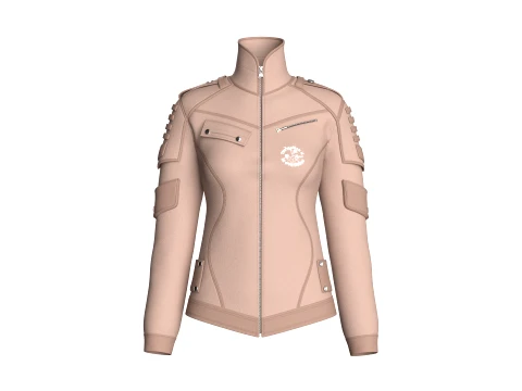 Girls Tactical Jacket With Logo Print 3D Model