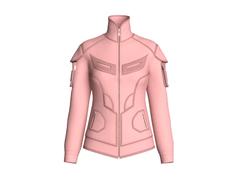 Girls Tactical Jacket With Zip Pocket 3D Model