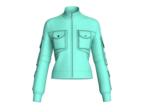Girls Multi Pocket Zip-Up Jacket 3D Model