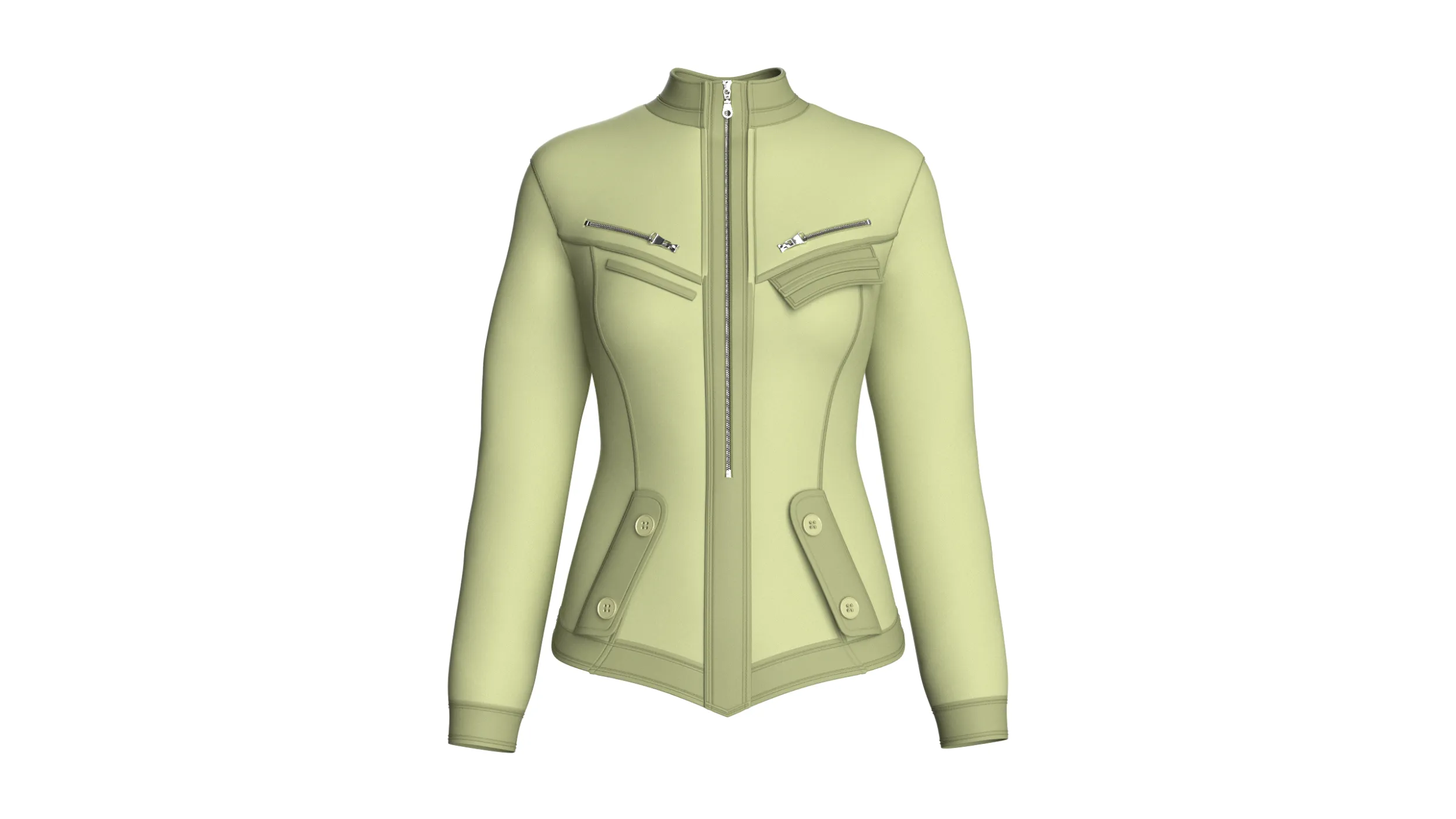 Girls Chest Zip Pocket Utility Jacket 3D Model .c4d .max .obj .3ds .fbx .stl .blend 