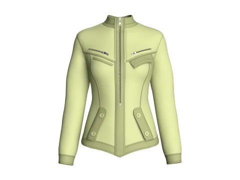 Girls Chest Zip Pocket Utility Jacket 3D Model