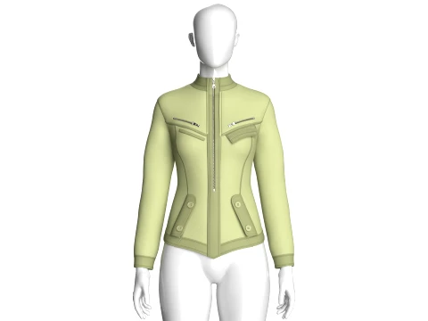 Girls Chest Zip Pocket Utility Jacket 3D Model
