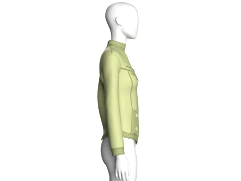 Girls Chest Zip Pocket Utility Jacket 3D Model