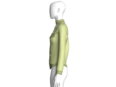 Girls Chest Zip Pocket Utility Jacket 3D Model