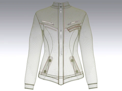 Girls Chest Zip Pocket Utility Jacket 3D Model