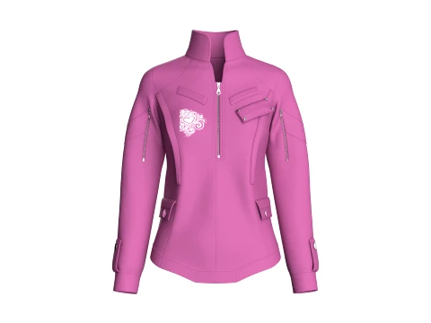 Girls Flap Pocket Half Zip Utility Jacket 3D Model