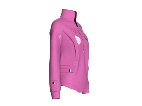 Girls Flap Pocket Half Zip Utility Jacket 3D Model