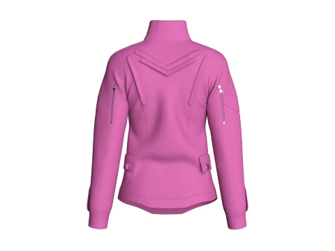 Girls Flap Pocket Half Zip Utility Jacket 3D Model