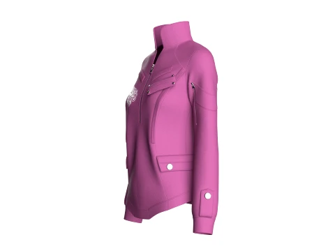 Girls Flap Pocket Half Zip Utility Jacket 3D Model