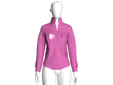 Girls Flap Pocket Half Zip Utility Jacket 3D Model