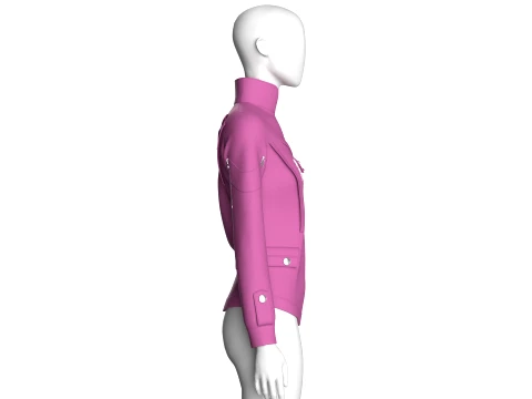 Girls Flap Pocket Half Zip Utility Jacket 3D Model