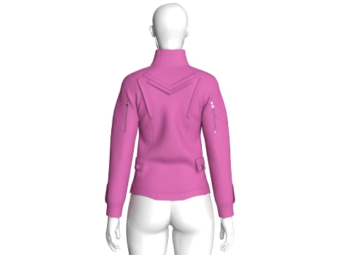 Girls Flap Pocket Half Zip Utility Jacket 3D Model