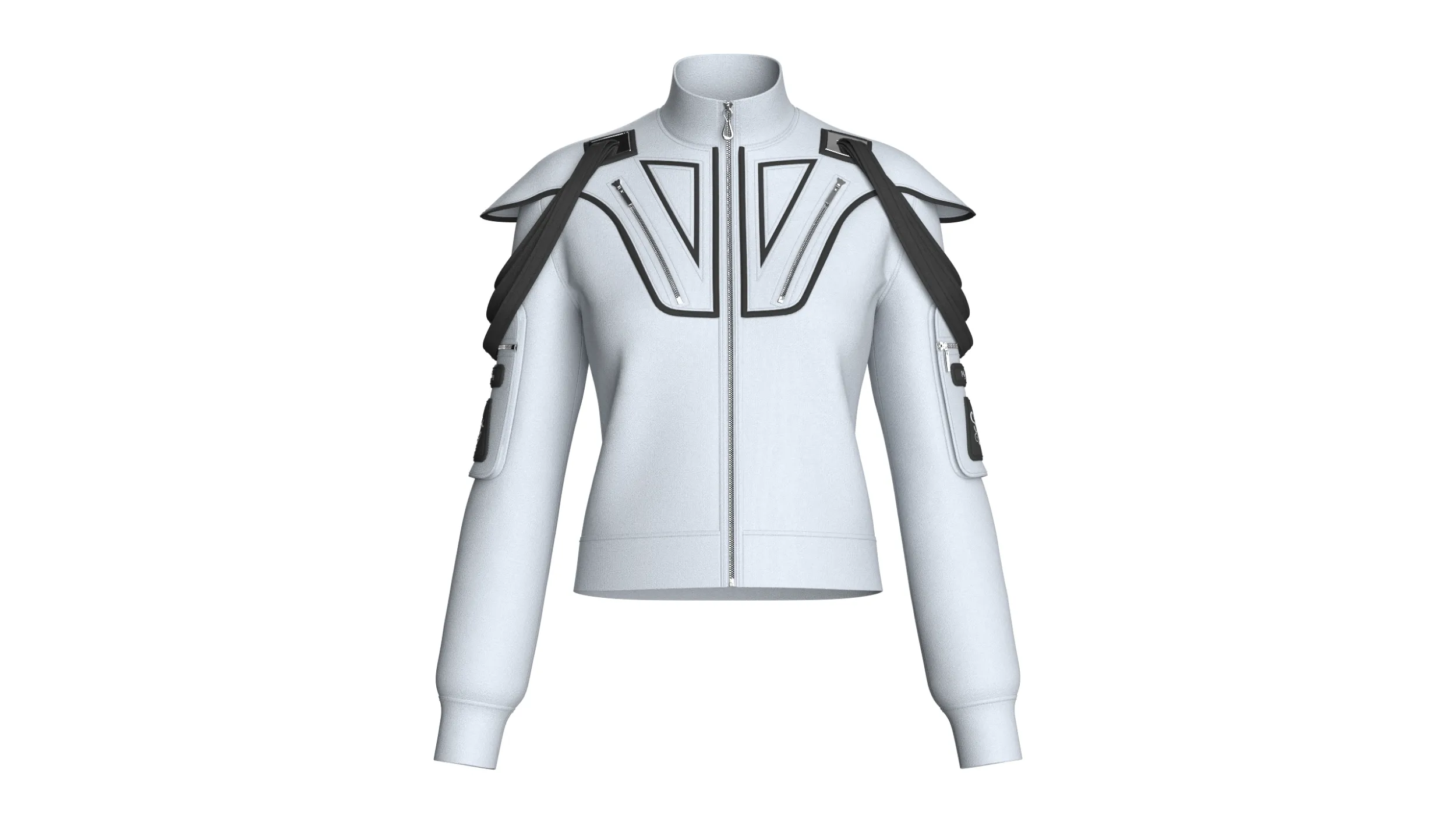 Girls Shoulder Strap Detail Full-Zip Jacket 3D Model .c4d .max .obj .3ds .fbx .stl .blend 