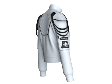 Girls Shoulder Strap Detail Full-Zip Jacket 3D Model
