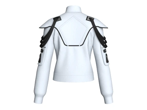 Girls Shoulder Strap Detail Full-Zip Jacket 3D Model