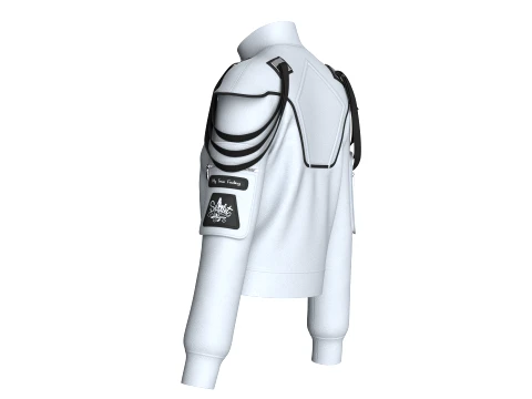 Girls Shoulder Strap Detail Full-Zip Jacket 3D Model