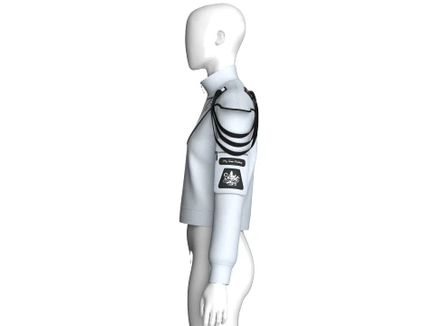 Girls Shoulder Strap Detail Full-Zip Jacket 3D Model